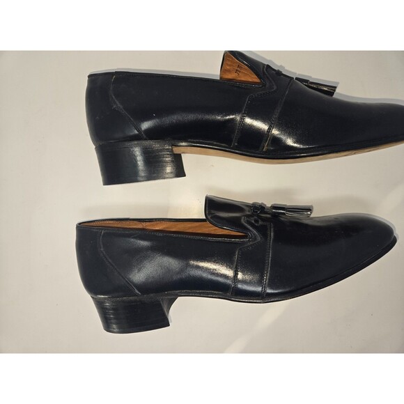 Jonathan Richards Italy Black Leather Tassel Loafer Men 11D Old Money Preppy - Picture 2 of 7